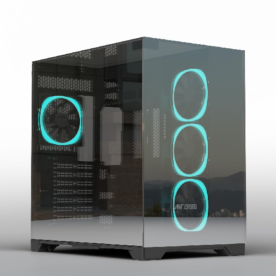 Ant Esports Crystal Mirror Mid-Tower ATX Gaming Cabinet - Black